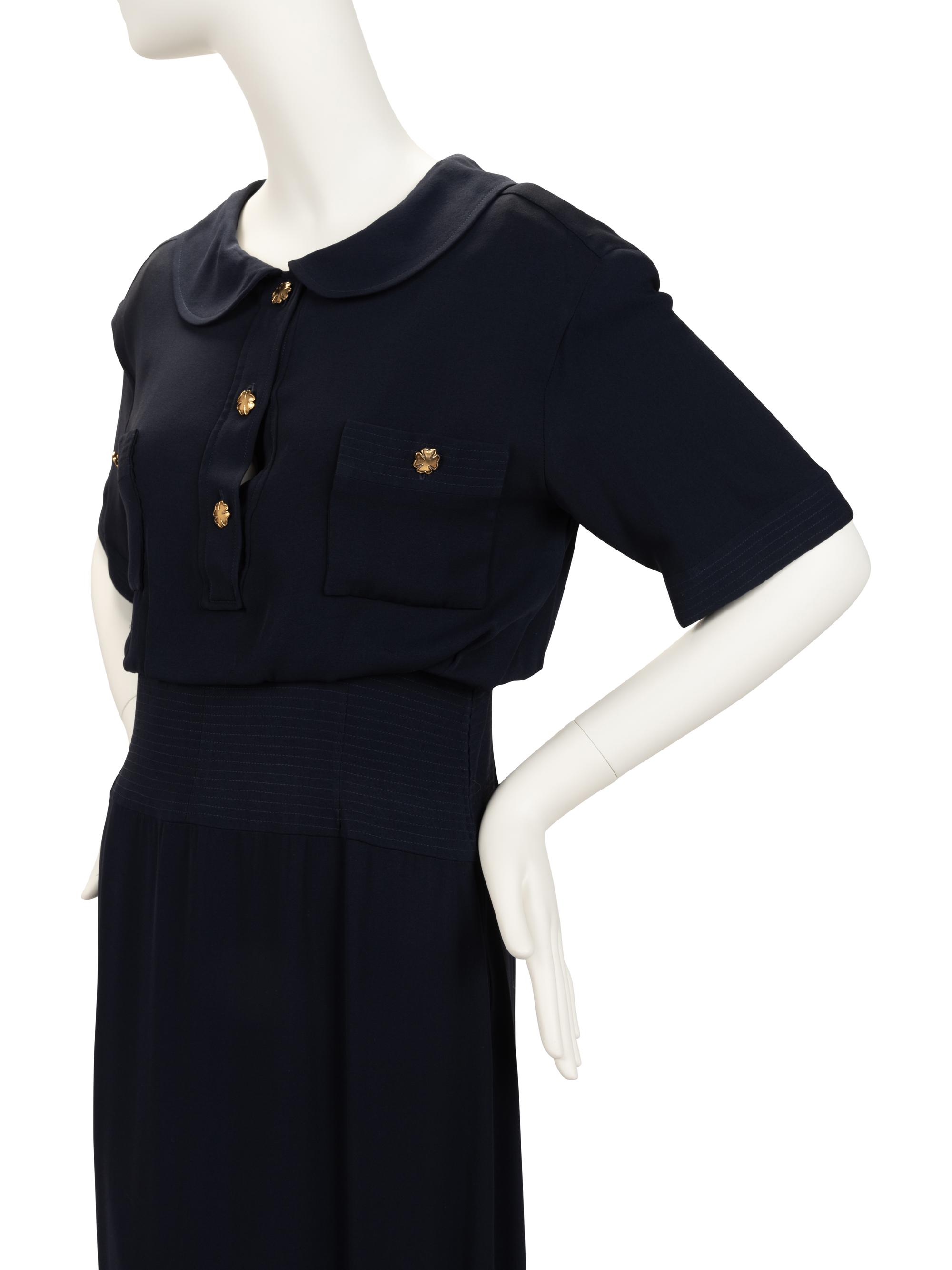 Chanel Silk Dress with Bloused Top, 1980s