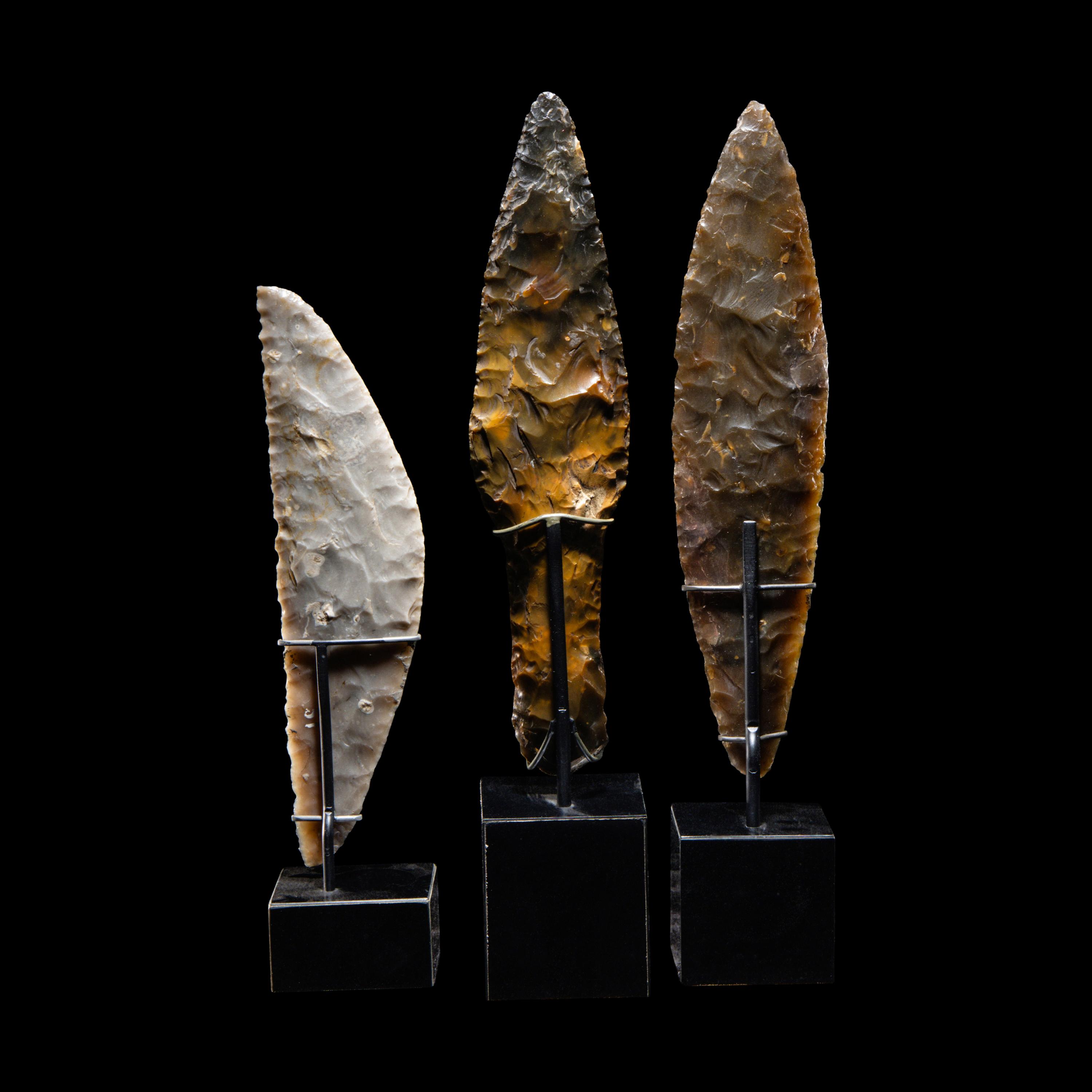 Three Neolithic Flint Daggers and Sickles