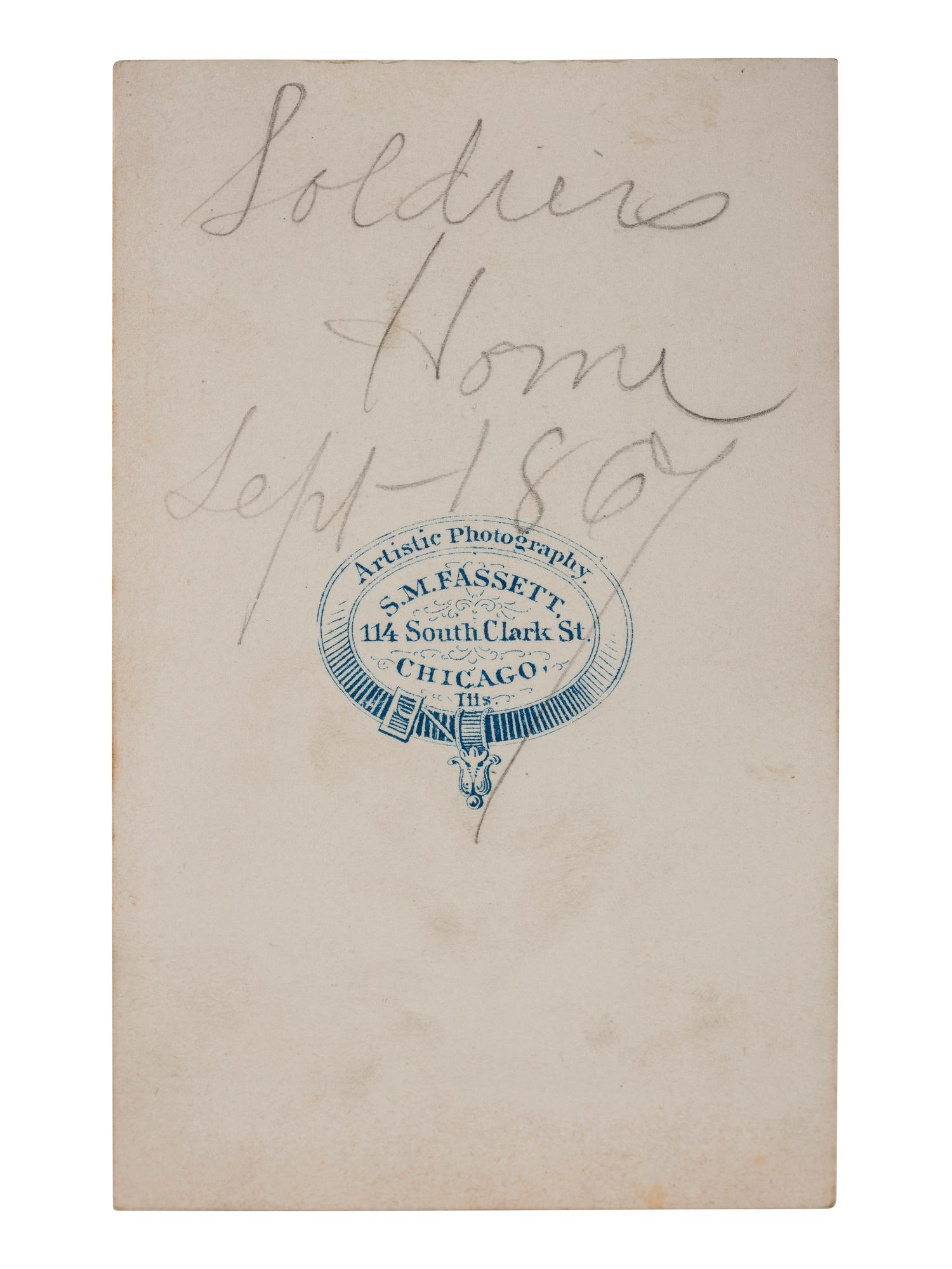 [CIVIL WAR] -- [LINCOLN, Abraham (1809-1865)]. A group of 4 CDVs highlighted by Lincoln portrait and rare view of the Soldiers' Home in Chicago, Illinois. Chicago: S.M. Fassett, ca late 1860s.