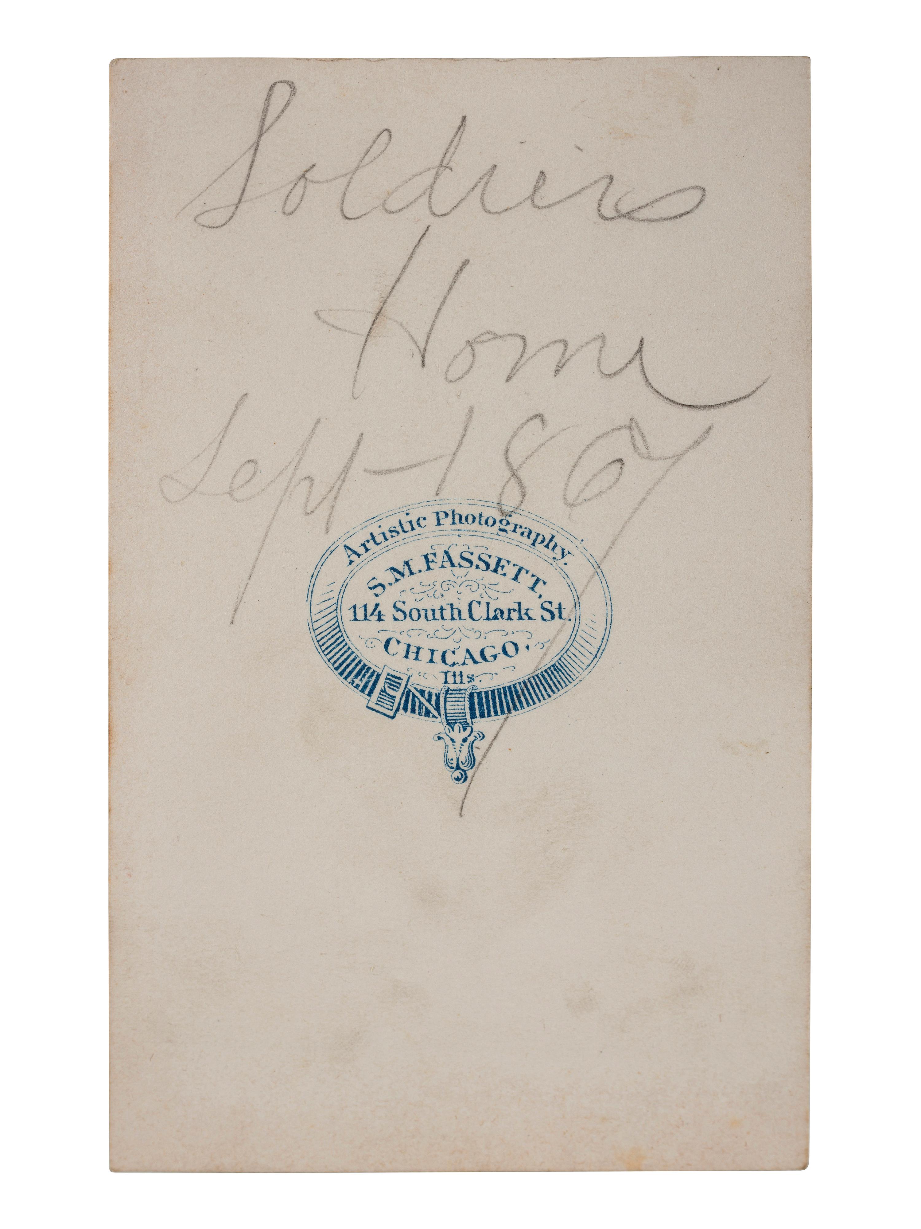 [CIVIL WAR] -- [LINCOLN, Abraham (1809-1865)]. A group of 4 CDVs highlighted by Lincoln portrait and rare view of the Soldiers' Home in Chicago, Illinois. Chicago: S.M. Fassett, ca late 1860s.