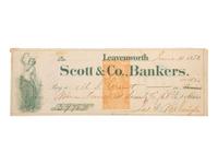 [GRANT, U.S. (1822-1885)]. Check made out to U.S. Grant. Leavenworth, KS, 10 June 1872.