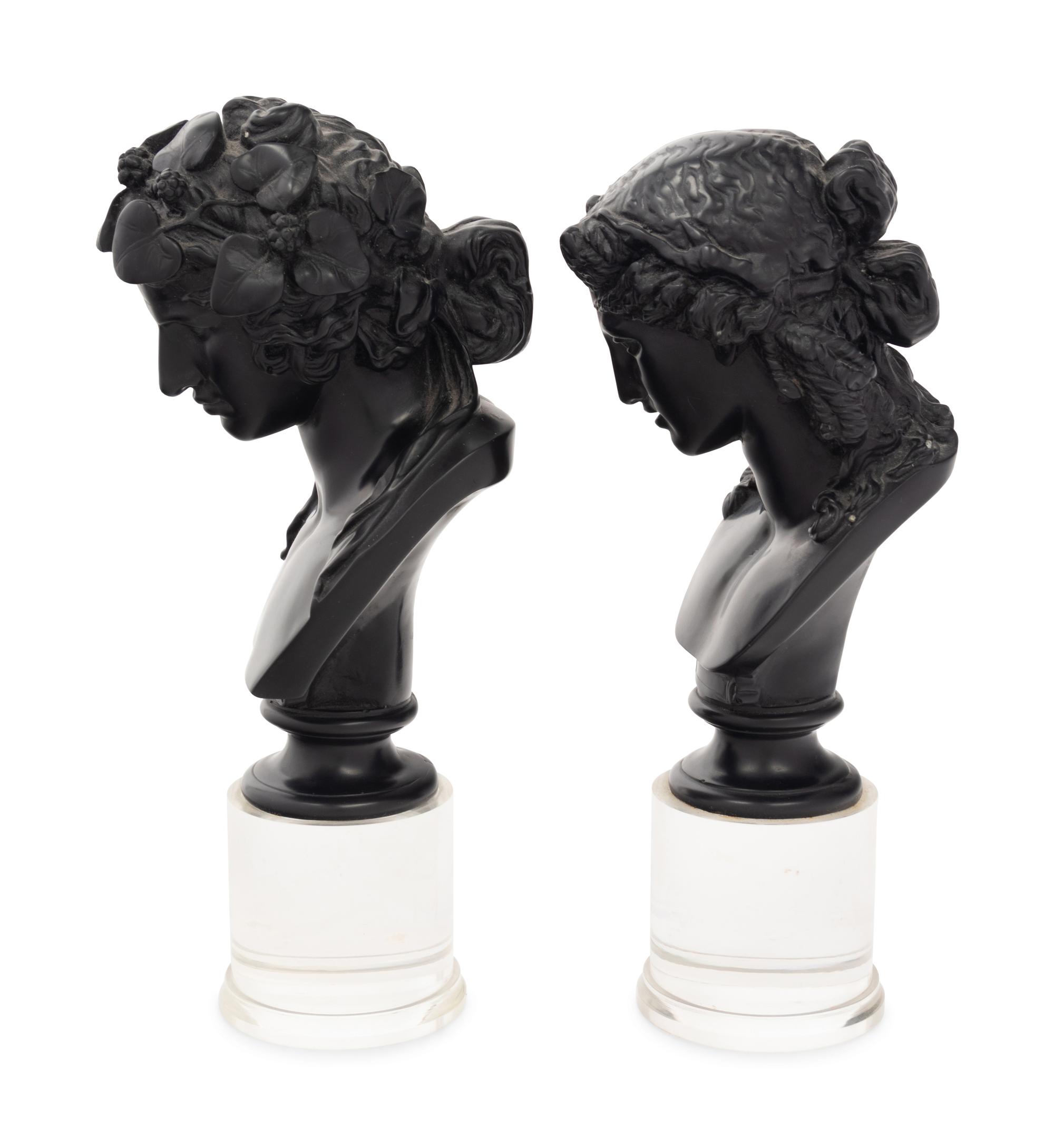 A Pair of Grand Tour Style Resin and Acrylic Portrait Busts