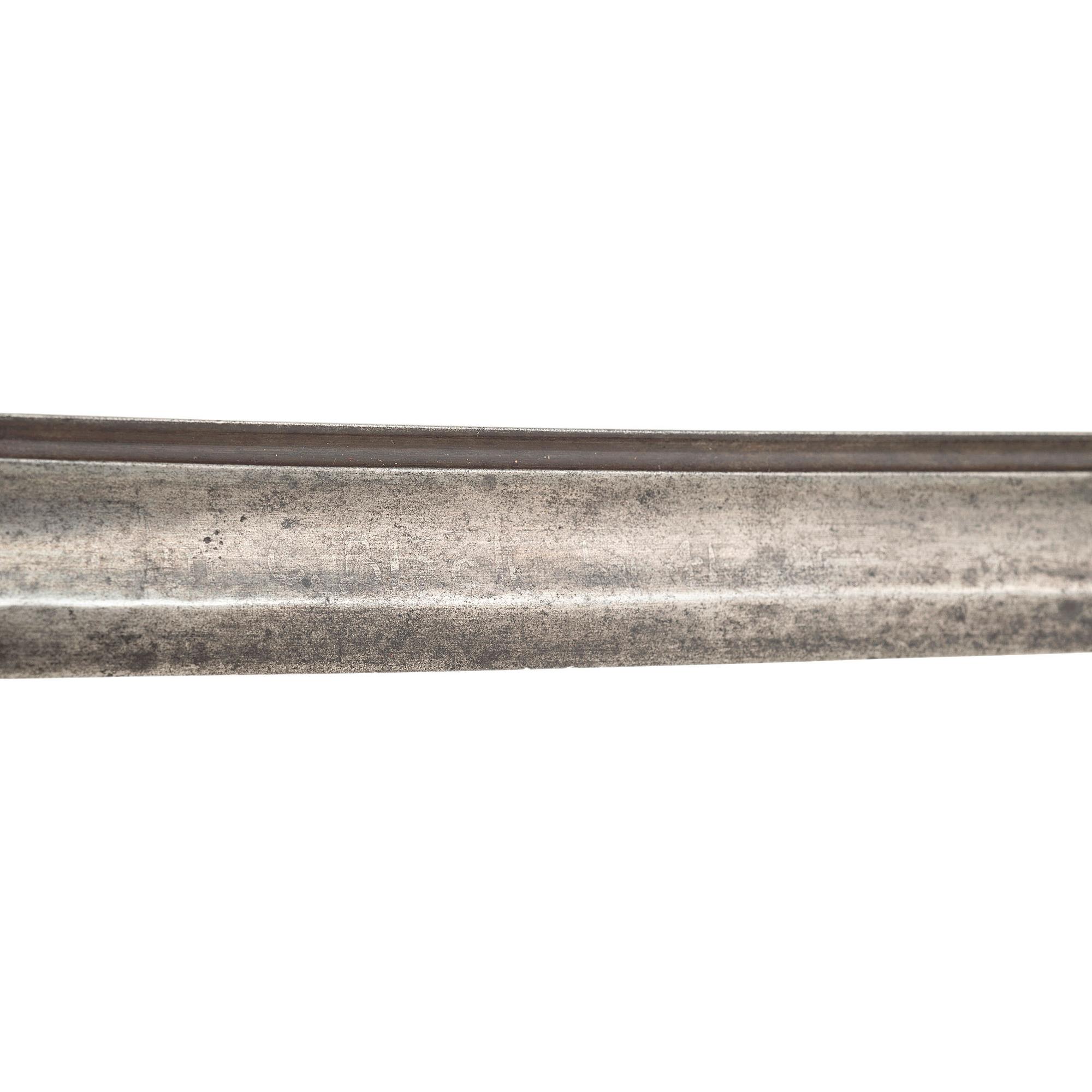French Import Foot Officers Sword Etched to Lt. Col. John C. Black - 37th Illinois Infantry and Congressional Medal of Honor Recipient