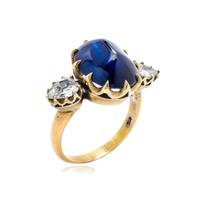An 18 Karat Yellow Gold, Sapphire and Diamond Ring, 4.60 dwts.