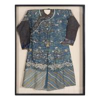 A Chinese Dark Blue Ground Kesi Silk Dragon Robe, 19th Century — 清晚期 石青地緙絲龍紋袍