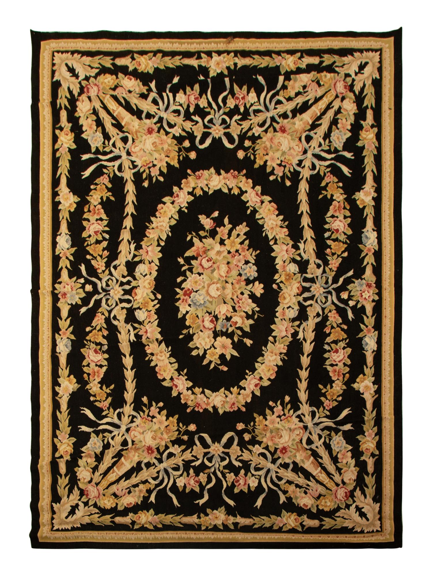 A Savonnerie Design Flat Weave Wool Rug
