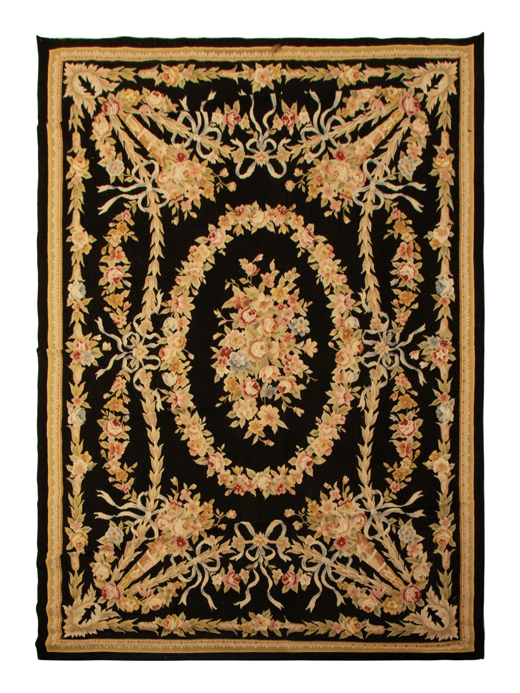 A Savonnerie Design Flat Weave Wool Rug