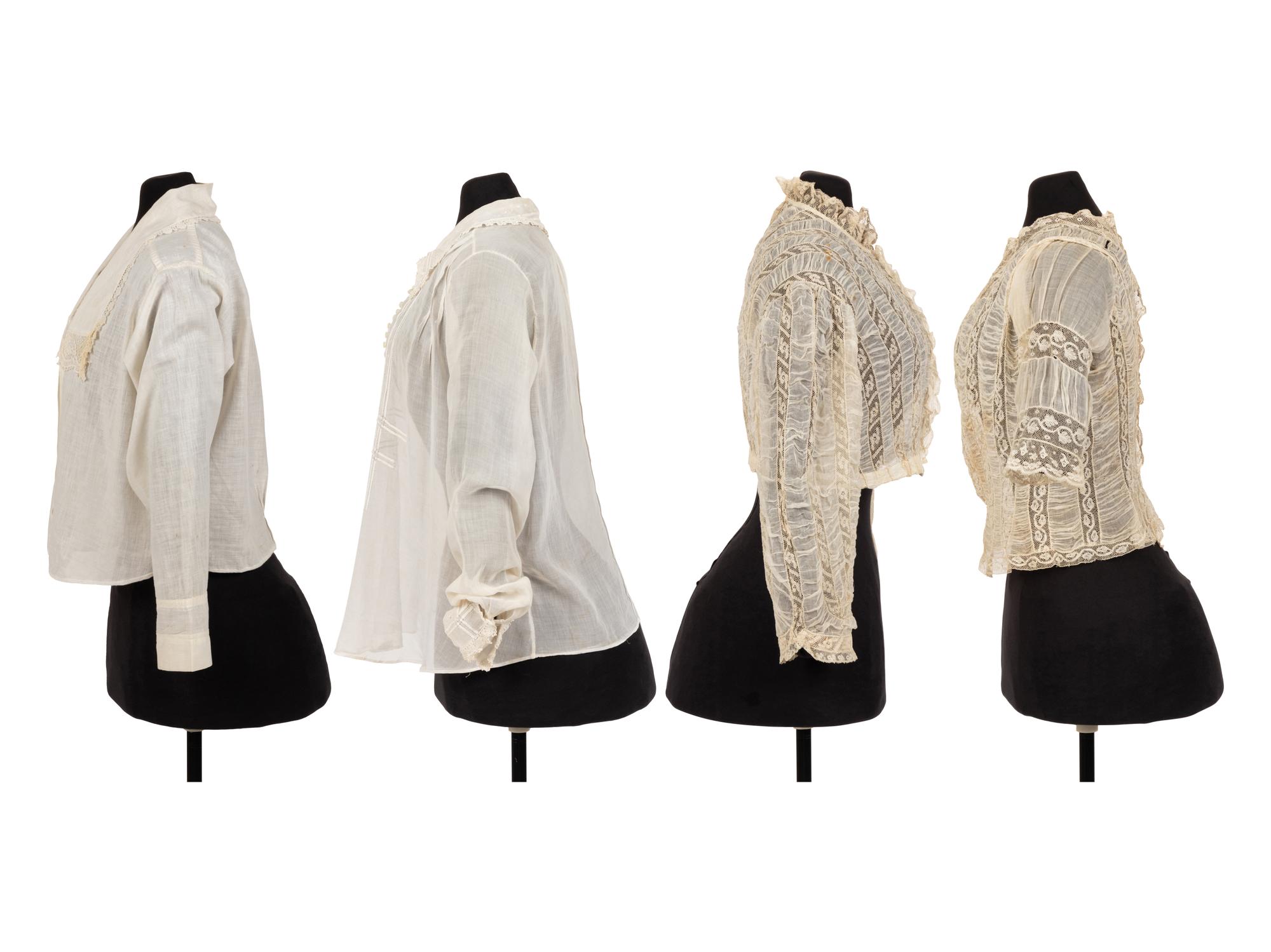 Collection of Six Shirtwaists and One Straw Hat, 1890-1920