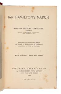 CHURCHILL, Winston Spencer (1874-1965). Ian Hamilton’s March. London, New York, and Bombay: Longmans, Green, and Co., 1900.