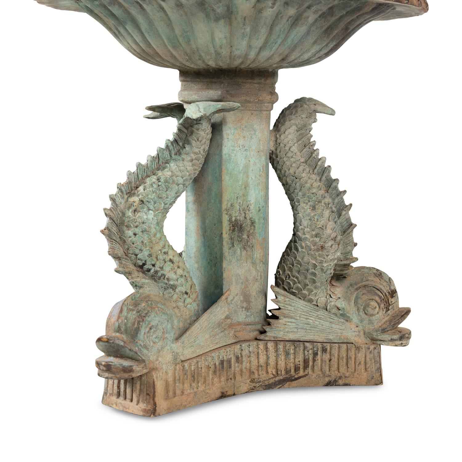 A Patinated Bronze Figural Fountain