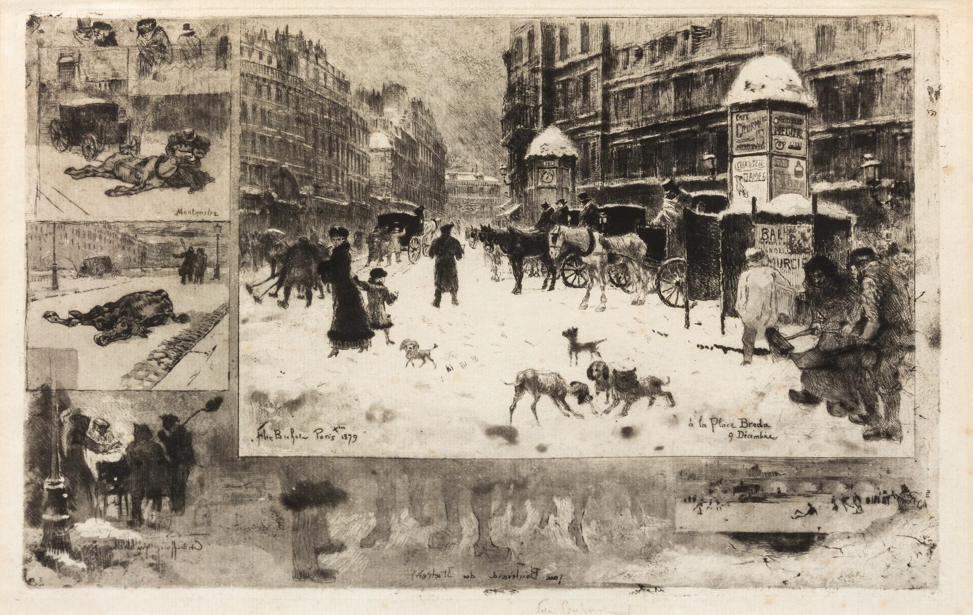 Félix Hilaire Buhot, (French, 1847-1898), L'Hiver à Paris, 1879