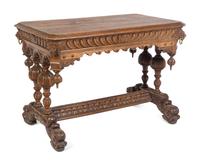A Renaissance Revival Carved Oak Library Table in the Style of R.J. Horner