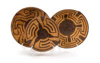 Three Pima Basketry Bowls Diameter of largest 14 inches.