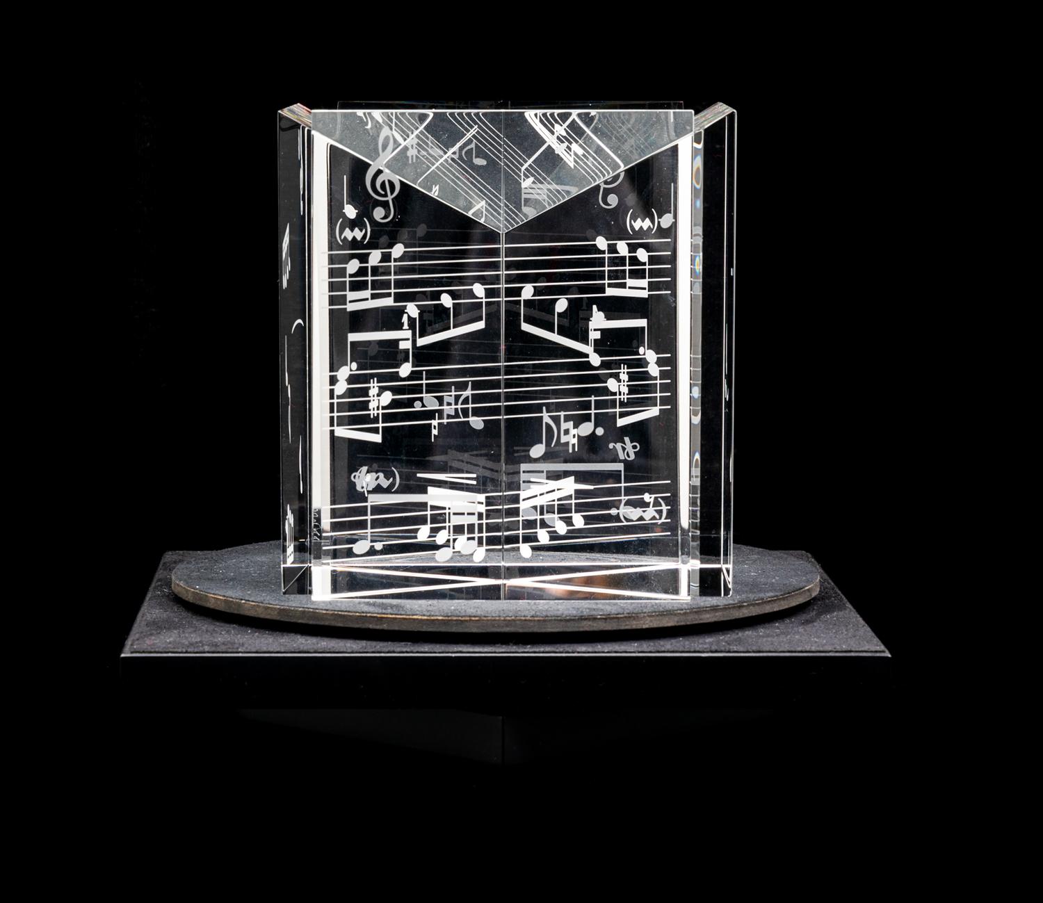 A Steuben Contemplation Series: Prelude & Fugue Etched Glass Sculpture Height 4 3/4 inches. — PETER CASSETTI