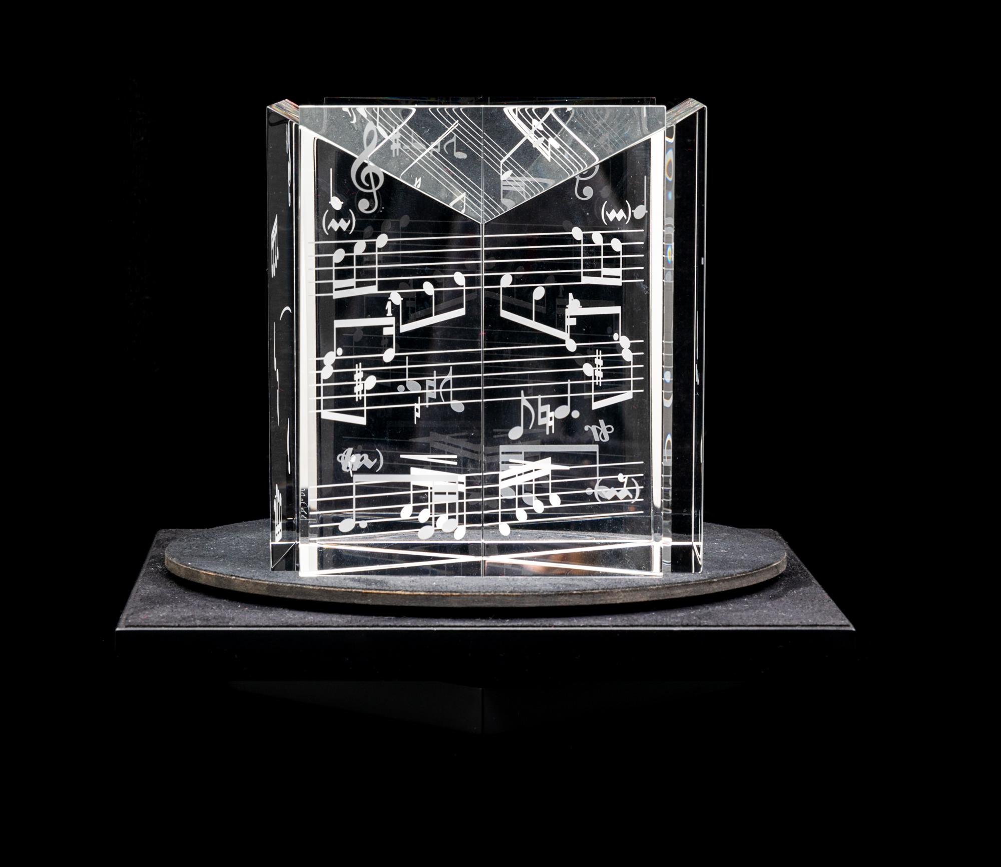 A Steuben Contemplation Series: Prelude & Fugue Etched Glass Sculpture Height 4 3/4 inches. — PETER CASSETTI