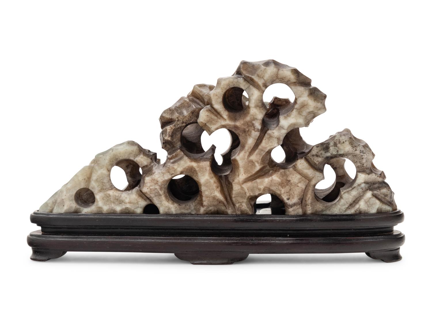 A Grey and Celadon Jade Brush Rest