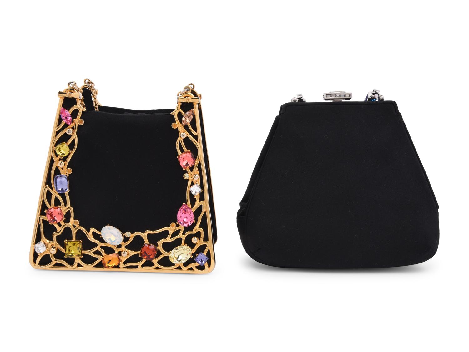 Two Judith Leiber Jeweled Satin Hand Bags