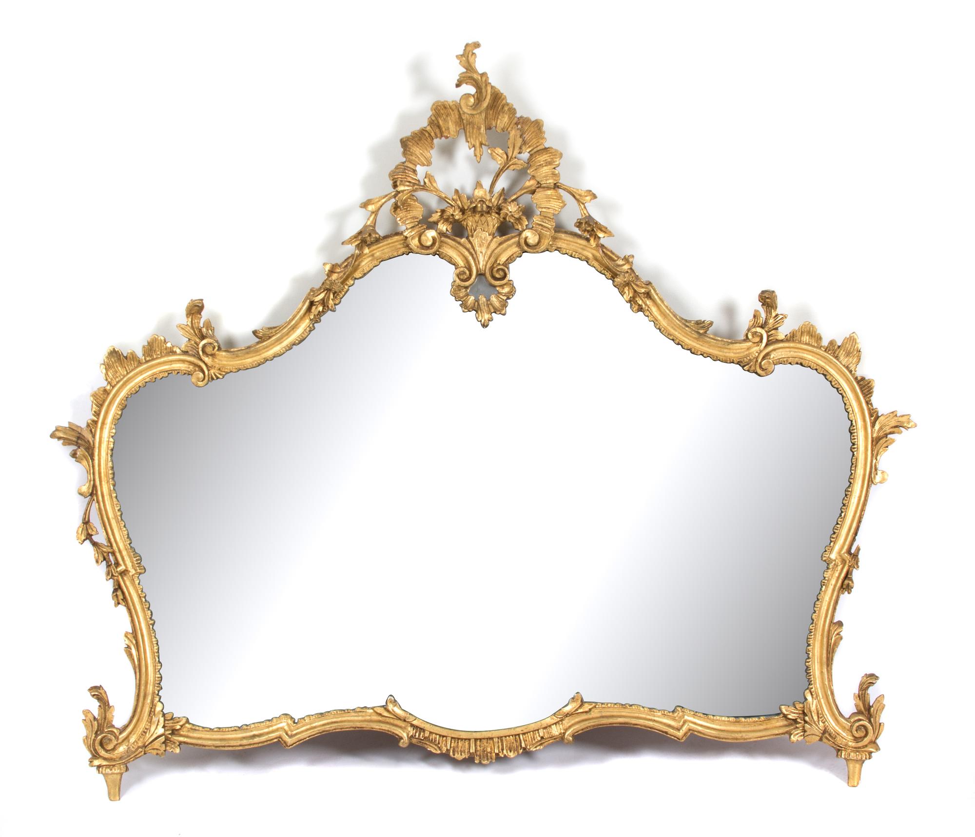 A Louis XVI Style Carved Giltwood Mirror Height 42 1/2 x width 51 inches. — LATE 19TH CENTURY