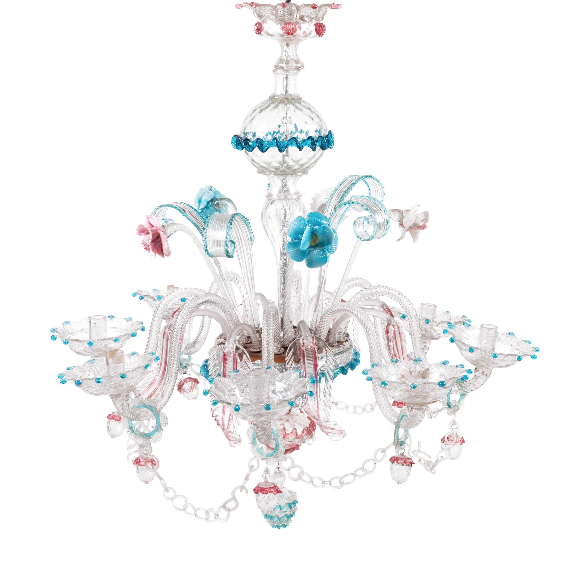 A Murano Glass Eight-Light Chandelier