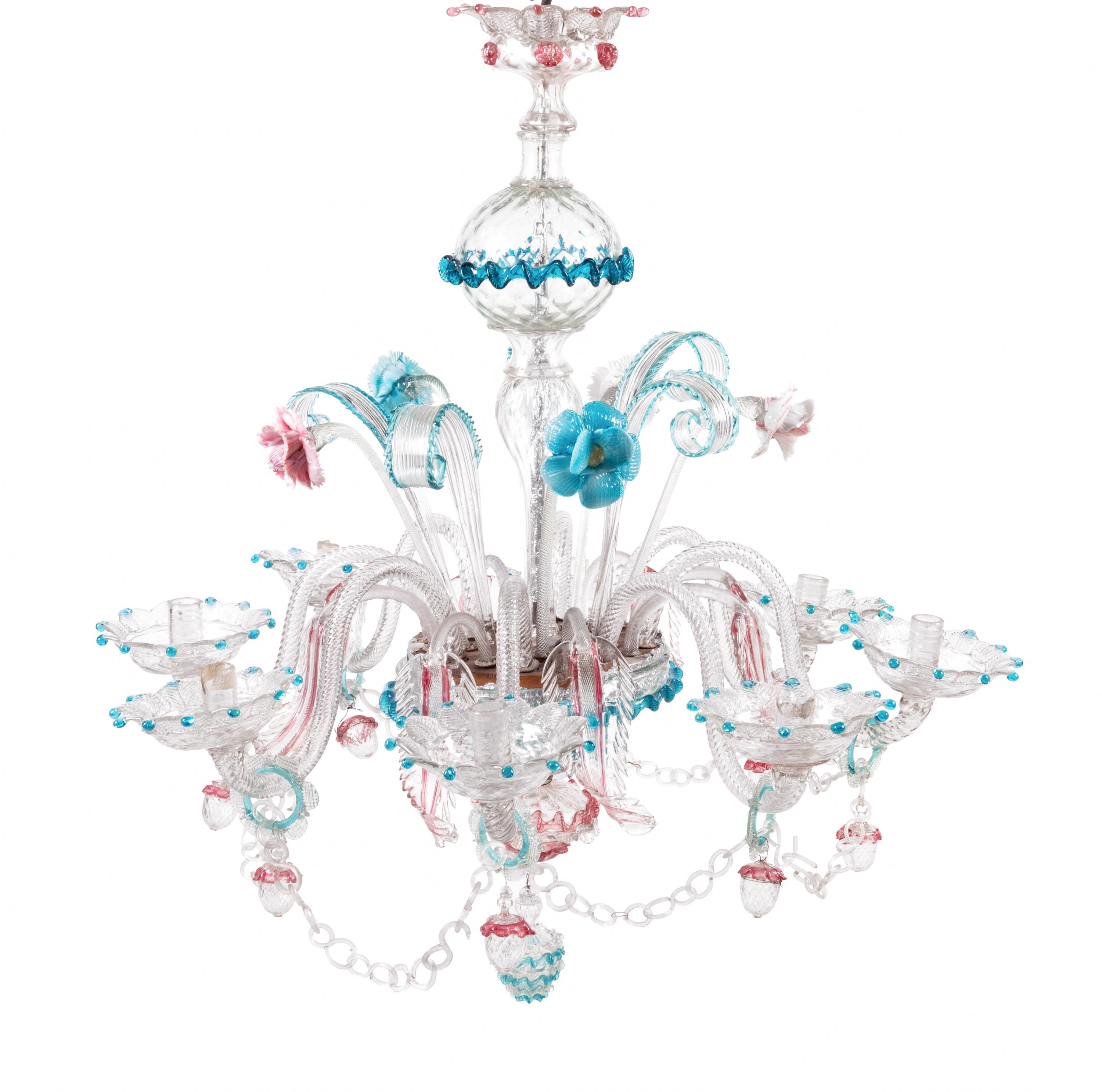 A Murano Glass Eight-Light Chandelier