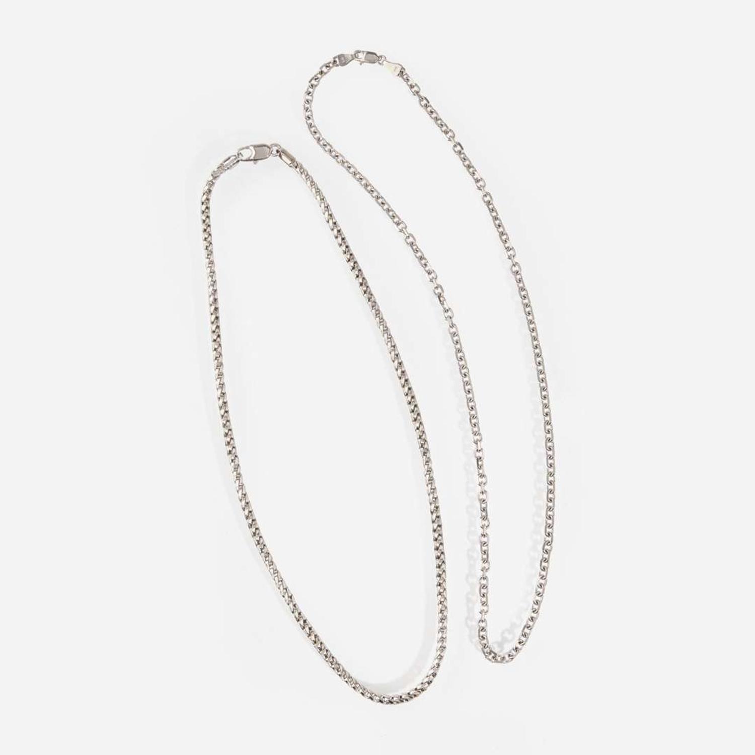 Two Contemporary 14K White Gold Chains