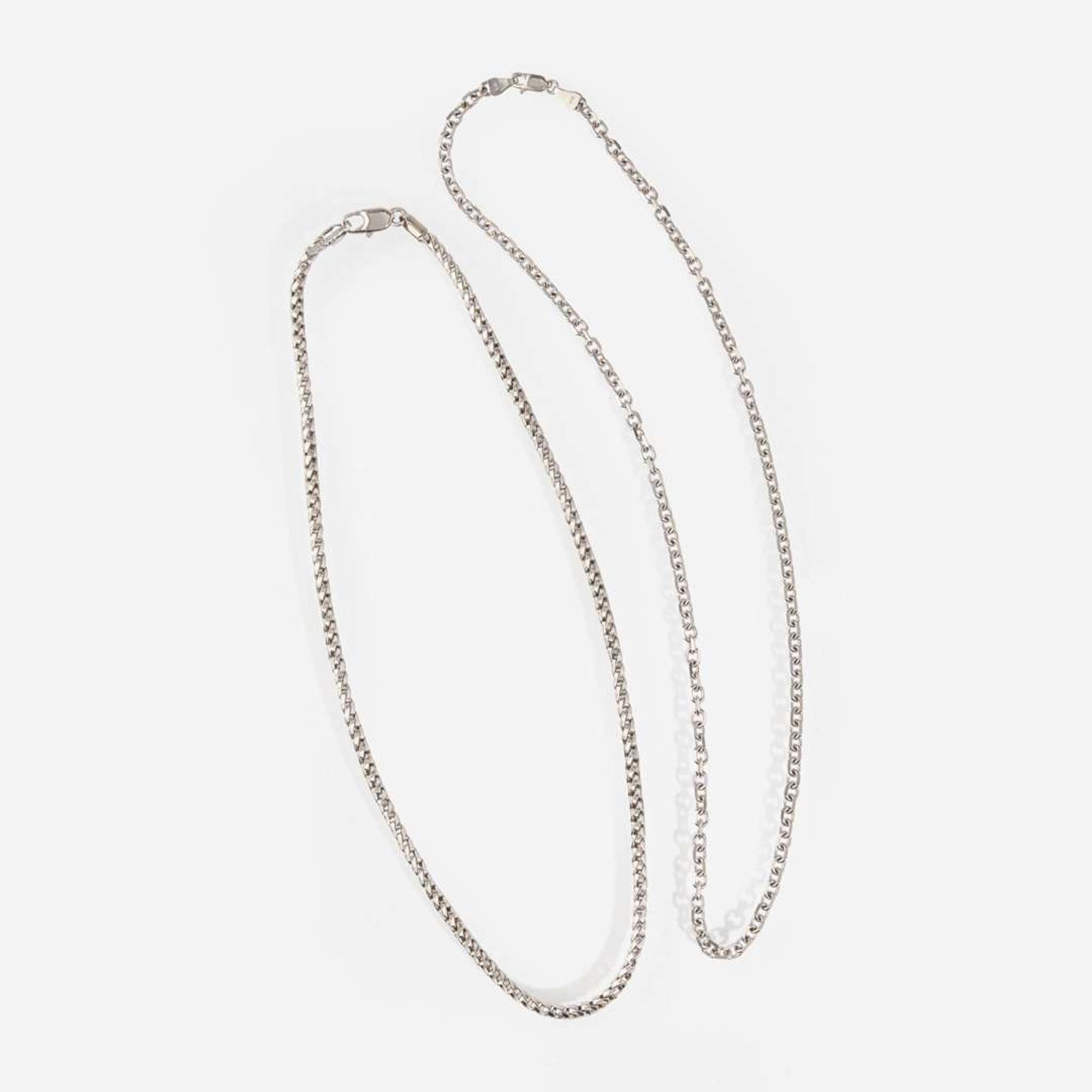 Two Contemporary 14K White Gold Chains