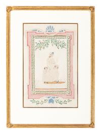 Six Figural Pinprick and Watercolor Pictures