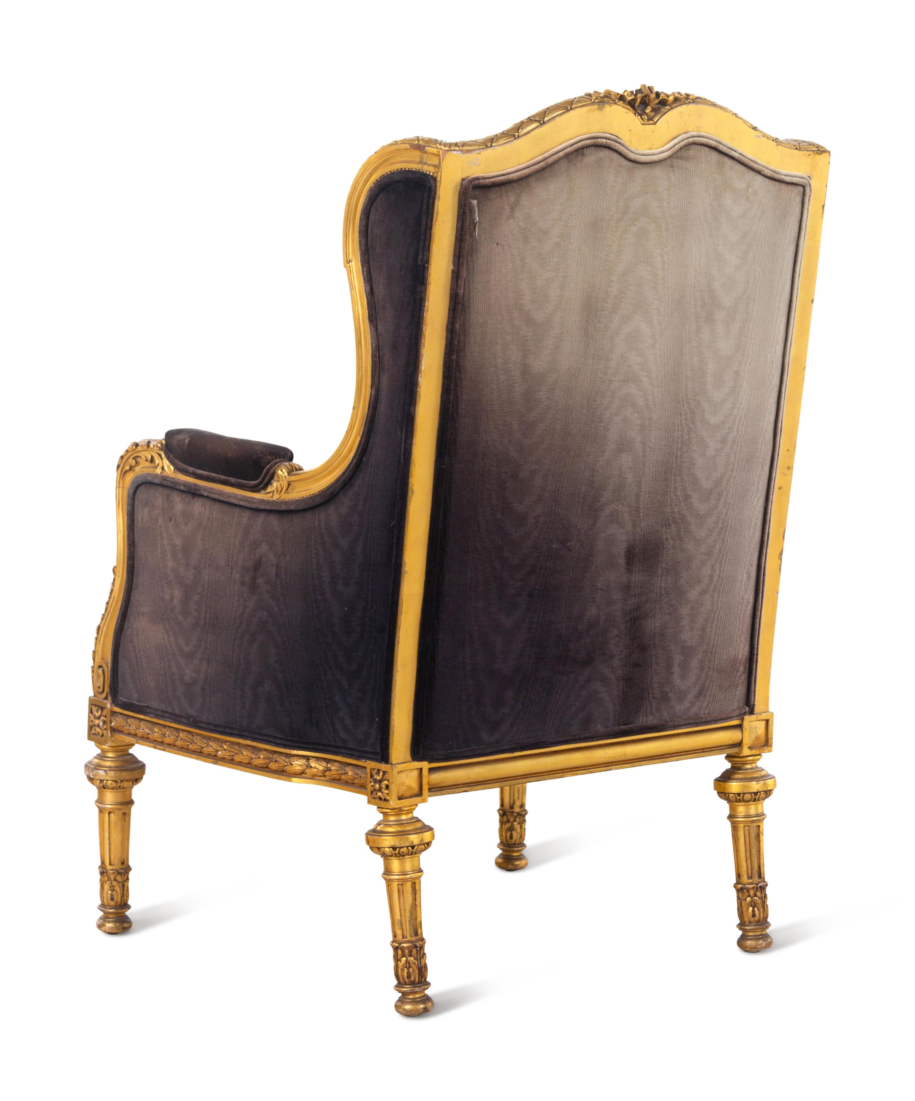 A Louis XVI Style Giltwood Bergère