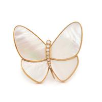 VAN CLEEF & ARPELS, MOTHER-OF-PEARL AND DIAMOND BUTTERFLY BROOCH
