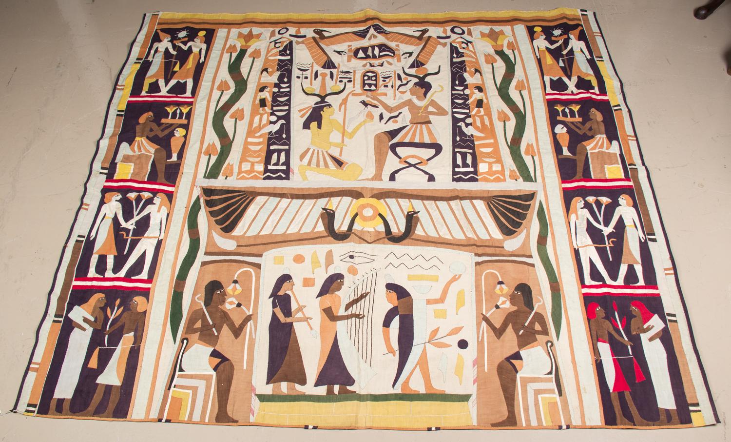 An Egyptian Style Quilt. 6 feet 2 inches x 6 feet 8 inches.