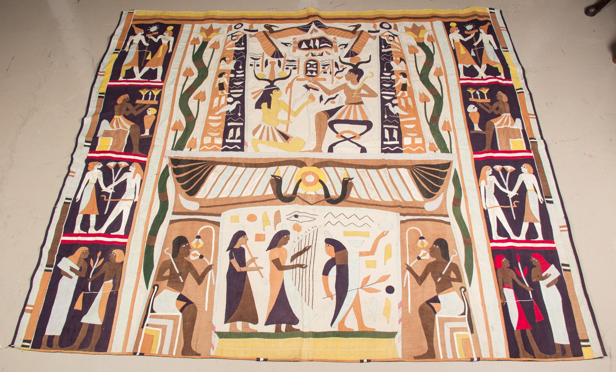 An Egyptian Style Quilt. 6 feet 2 inches x 6 feet 8 inches.