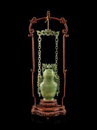 A Chinese Serpentine Hanging Vases