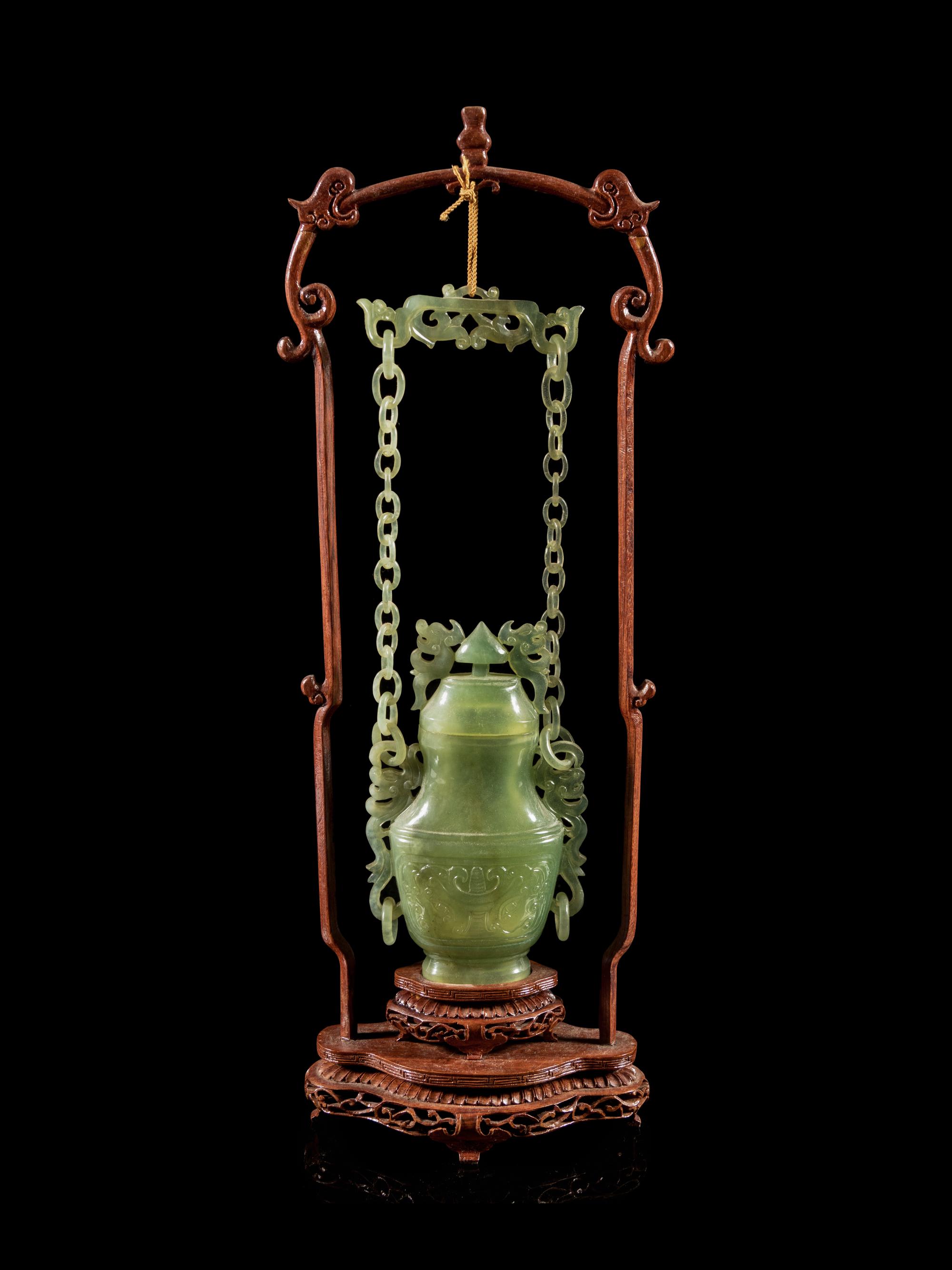 A Chinese Serpentine Hanging Vases