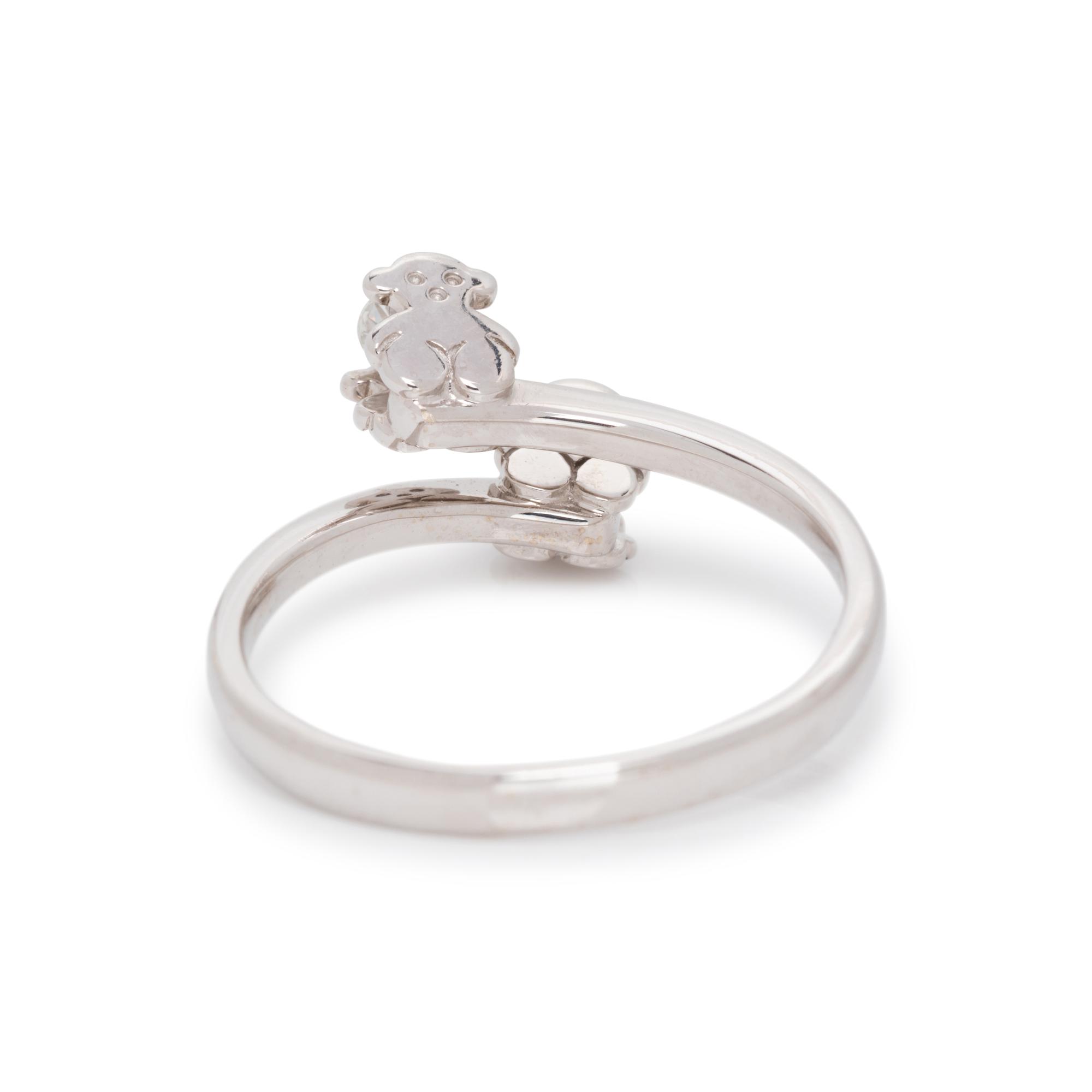TOUS, WHITE GOLD AND DIAMOND BYPASS RING