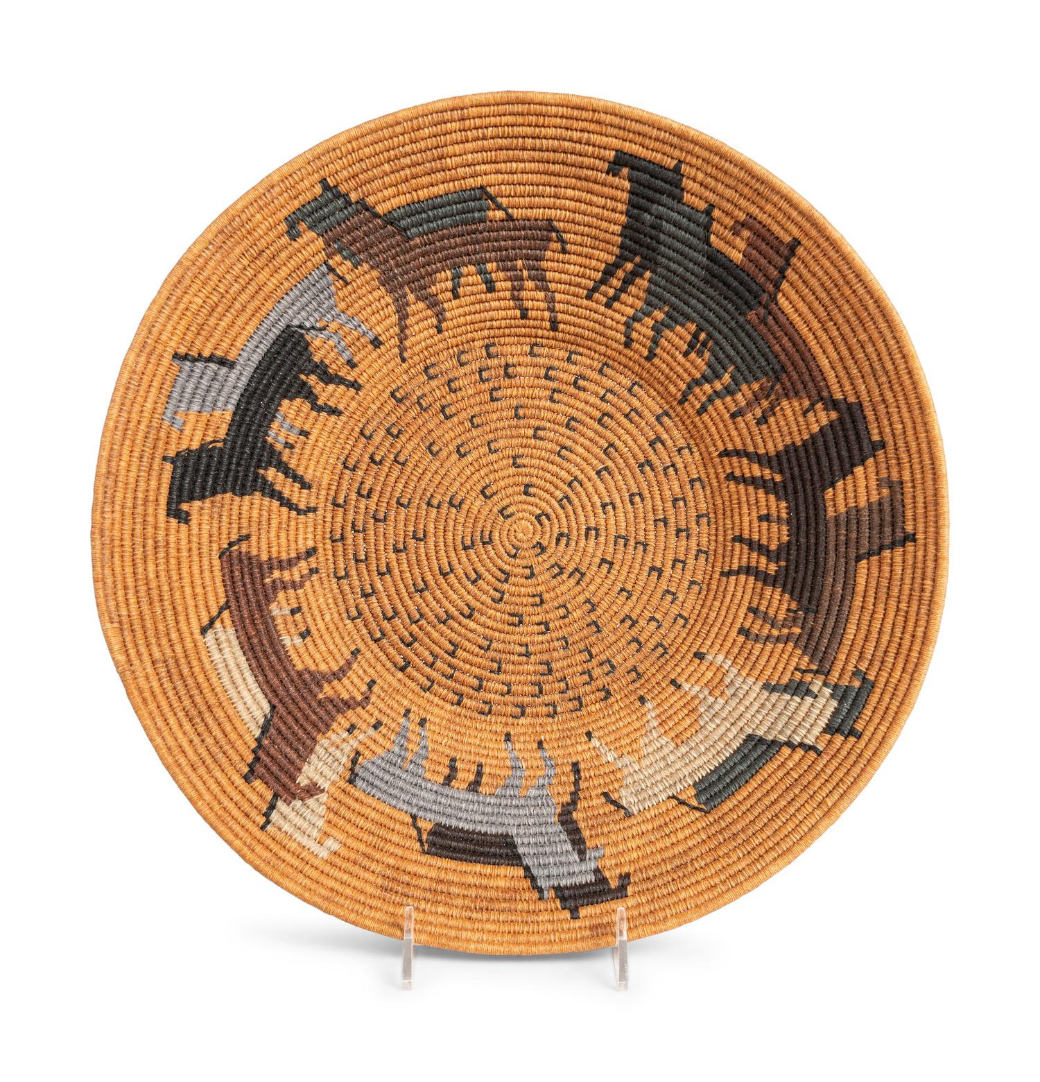 Polychrome Basket, with Horses