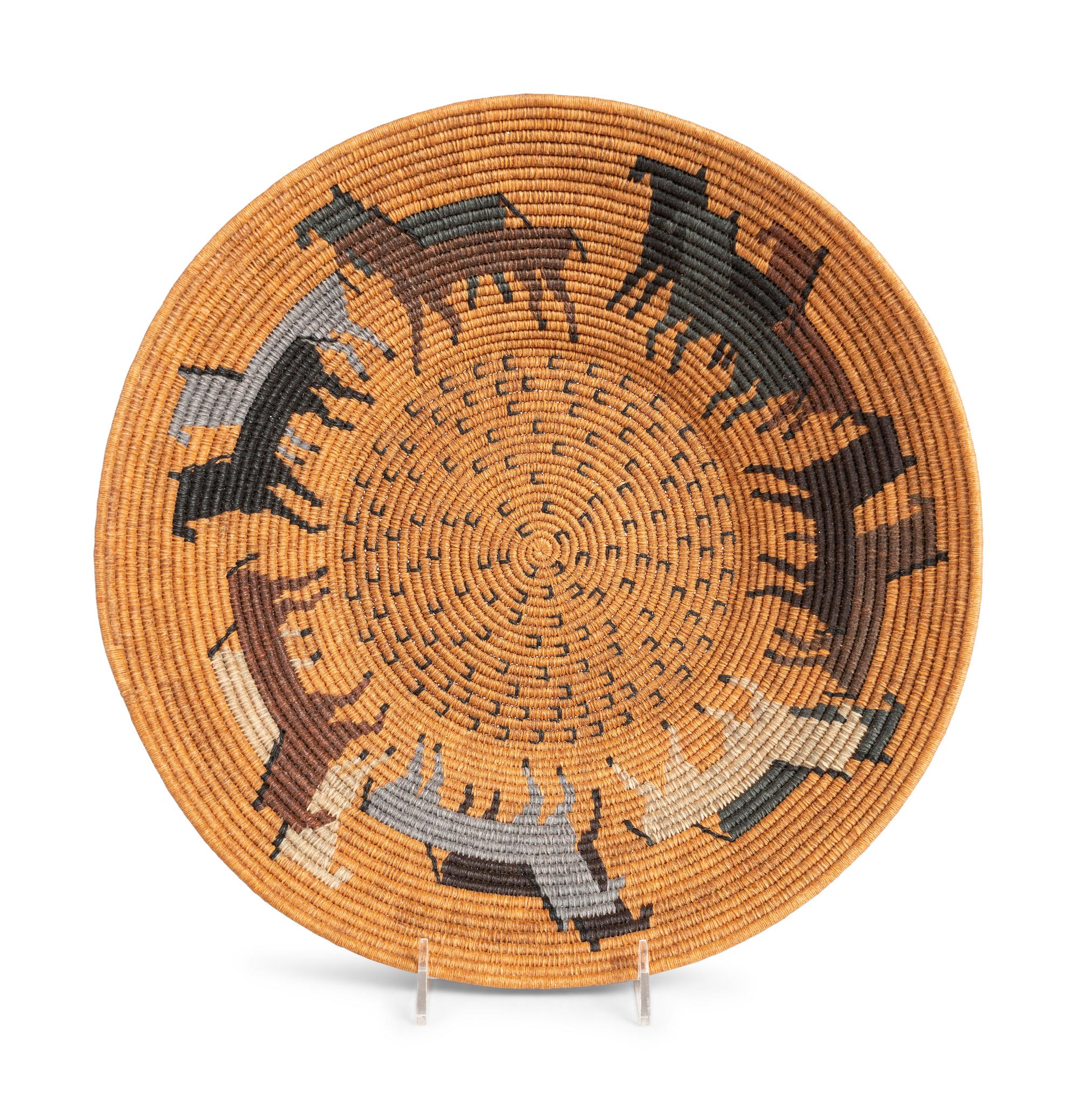 Polychrome Basket, with Horses