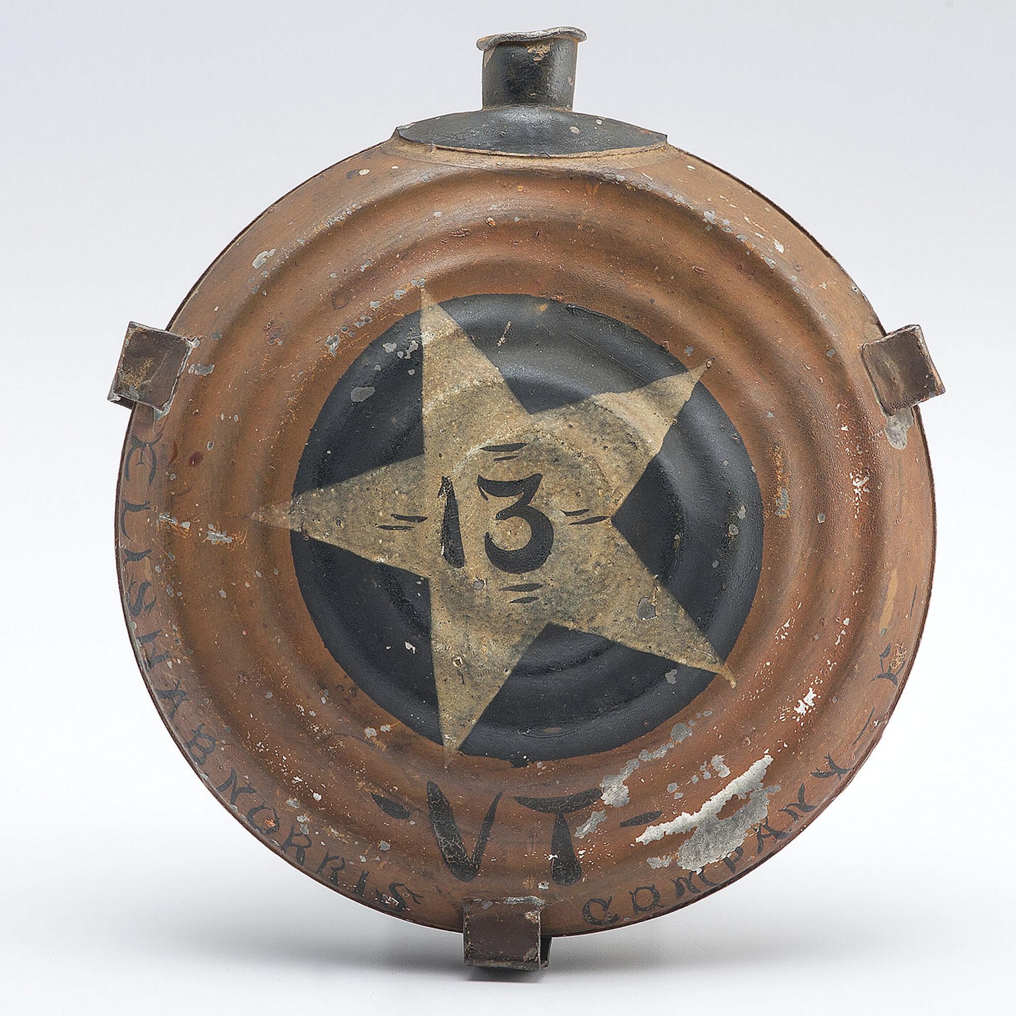 Hand-Painted Civil War Canteen Identified to Elisha B. Norris, 13th Vermont & 56th Massachusetts, with Gettysburg History