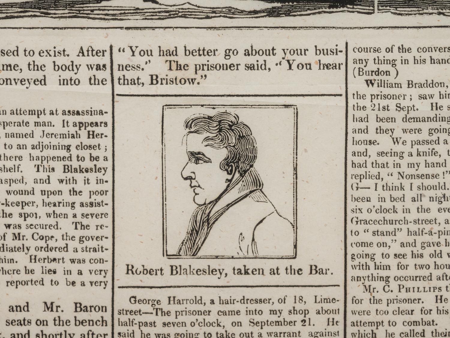 [CRIME]. The Life, Trial, and Execution of R. Blakesley For the Murder of Mr. James Burdon . Seven Dials: Paul & Co., [1841].