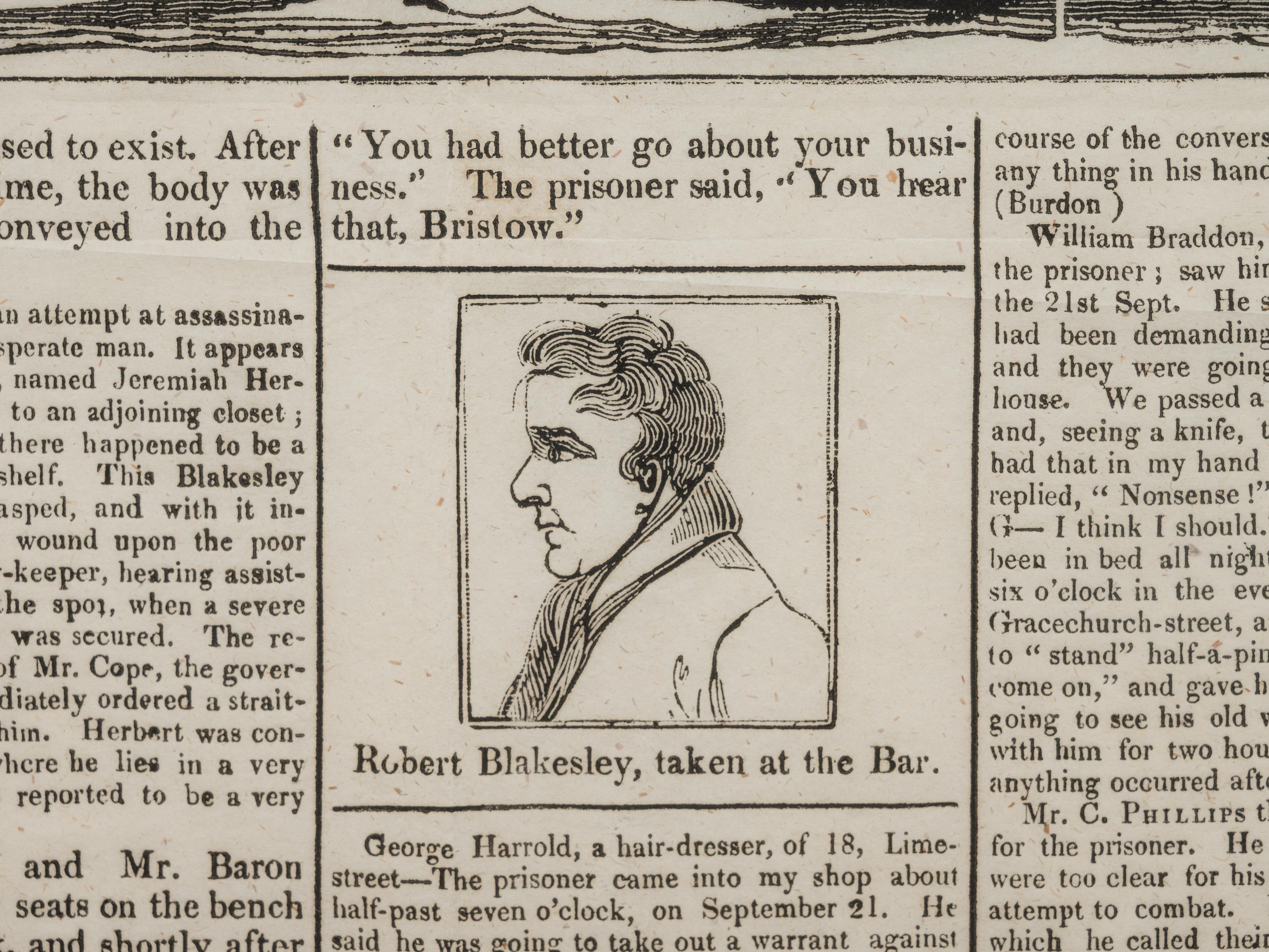 [CRIME]. The Life, Trial, and Execution of R. Blakesley For the Murder of Mr. James Burdon . Seven Dials: Paul & Co., [1841].