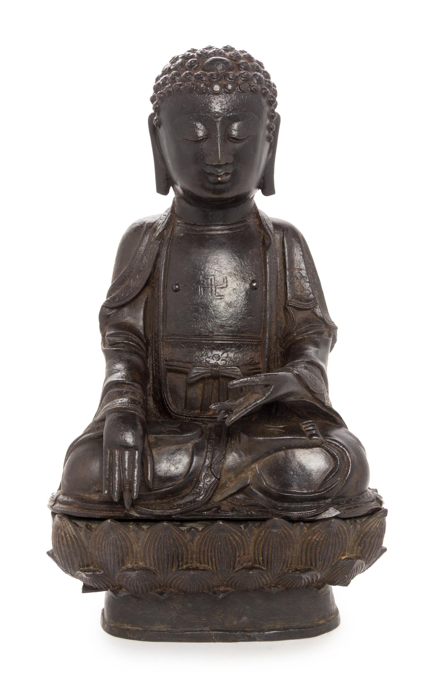 A Bronze Figure of Buddha Shakyamuni Height 13 inches. — MING DYNASTY