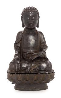 A Bronze Figure of Buddha Shakyamuni Height 13 inches. — MING DYNASTY