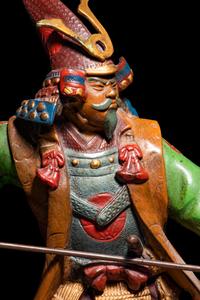 A Painted Bronze Figure of a Samurai