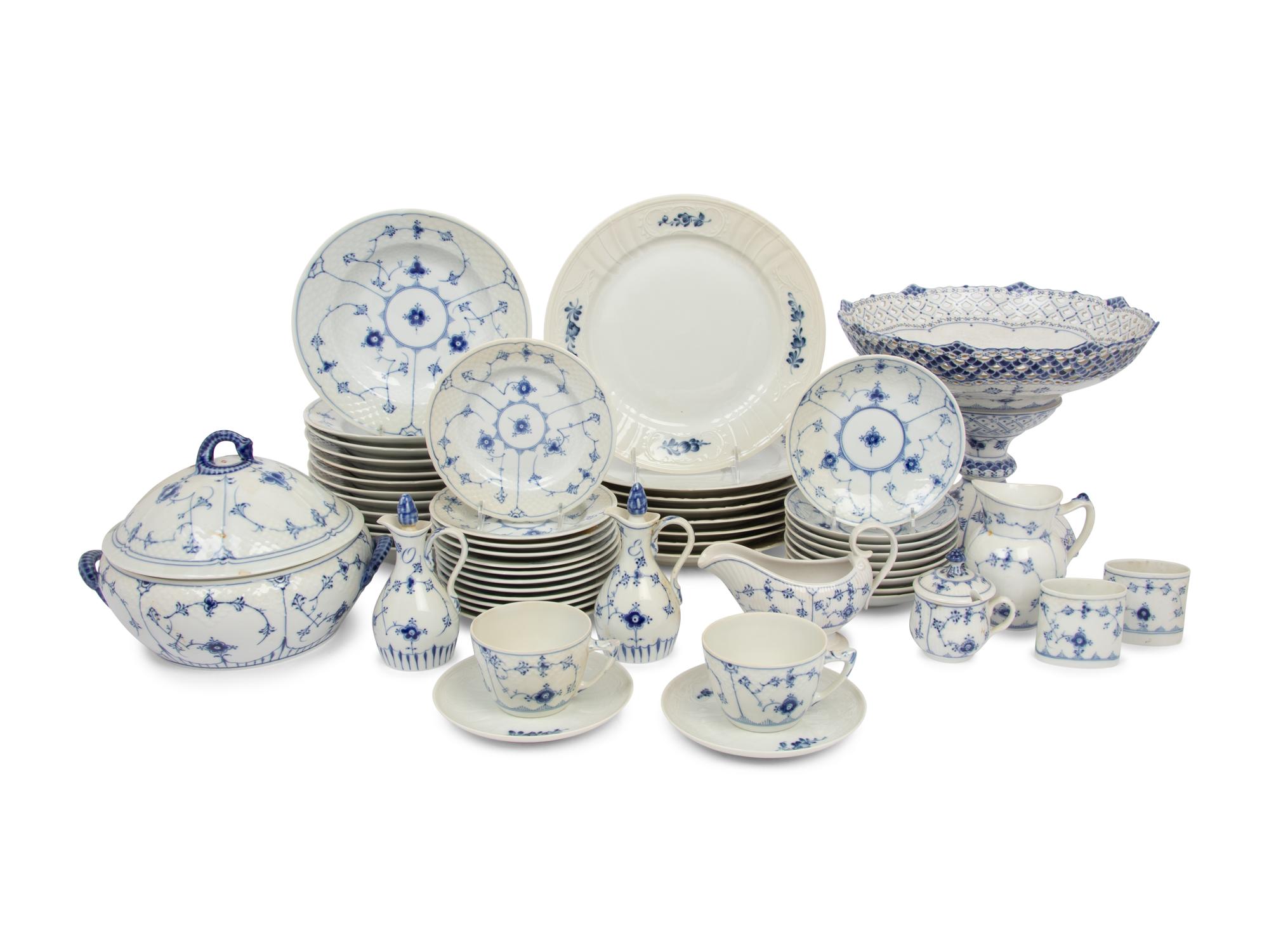 A Group of Bing & Grondahl Blue Traditional Porcelain Dinnerware