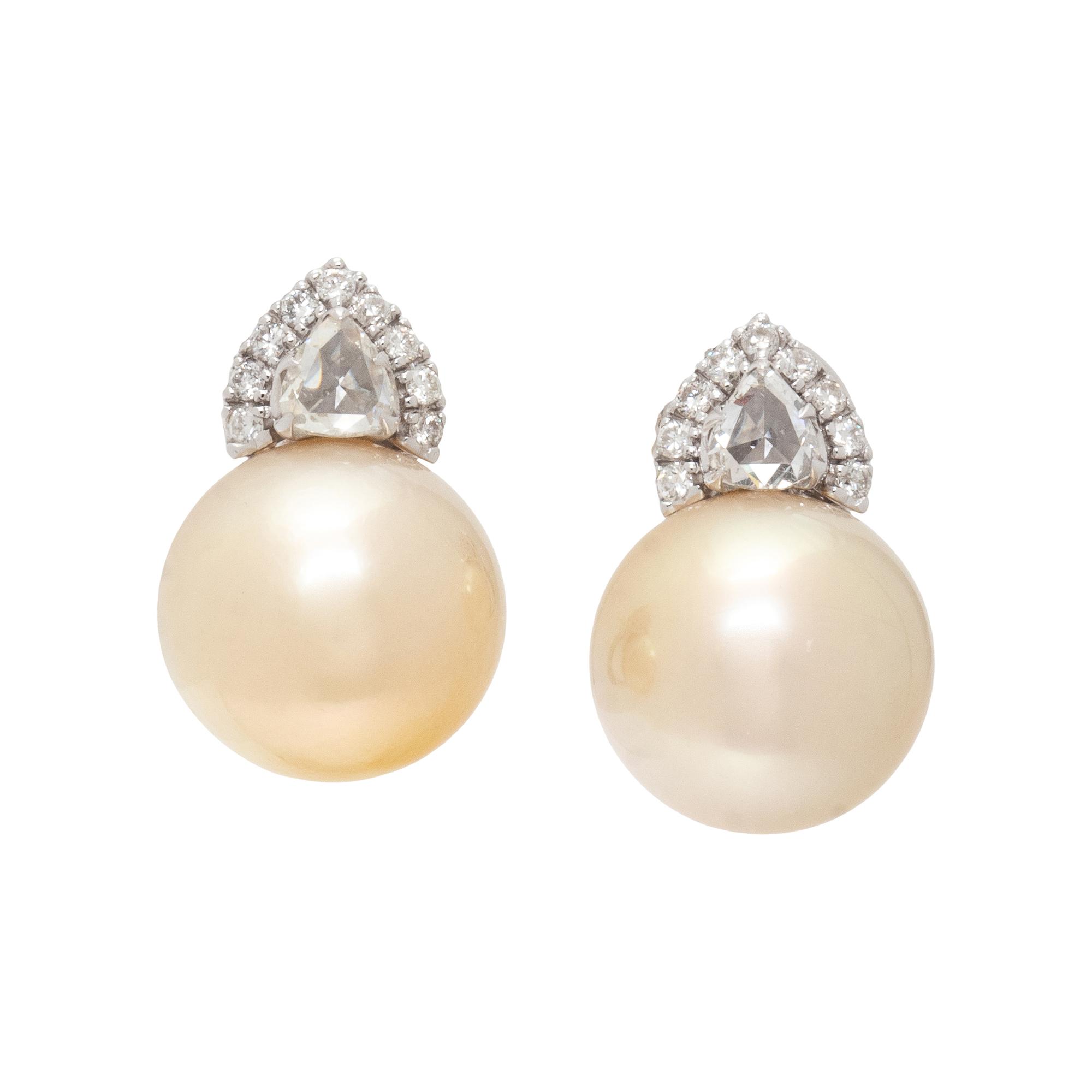 CULTURED PEARL AND DIAMOND EARRINGS