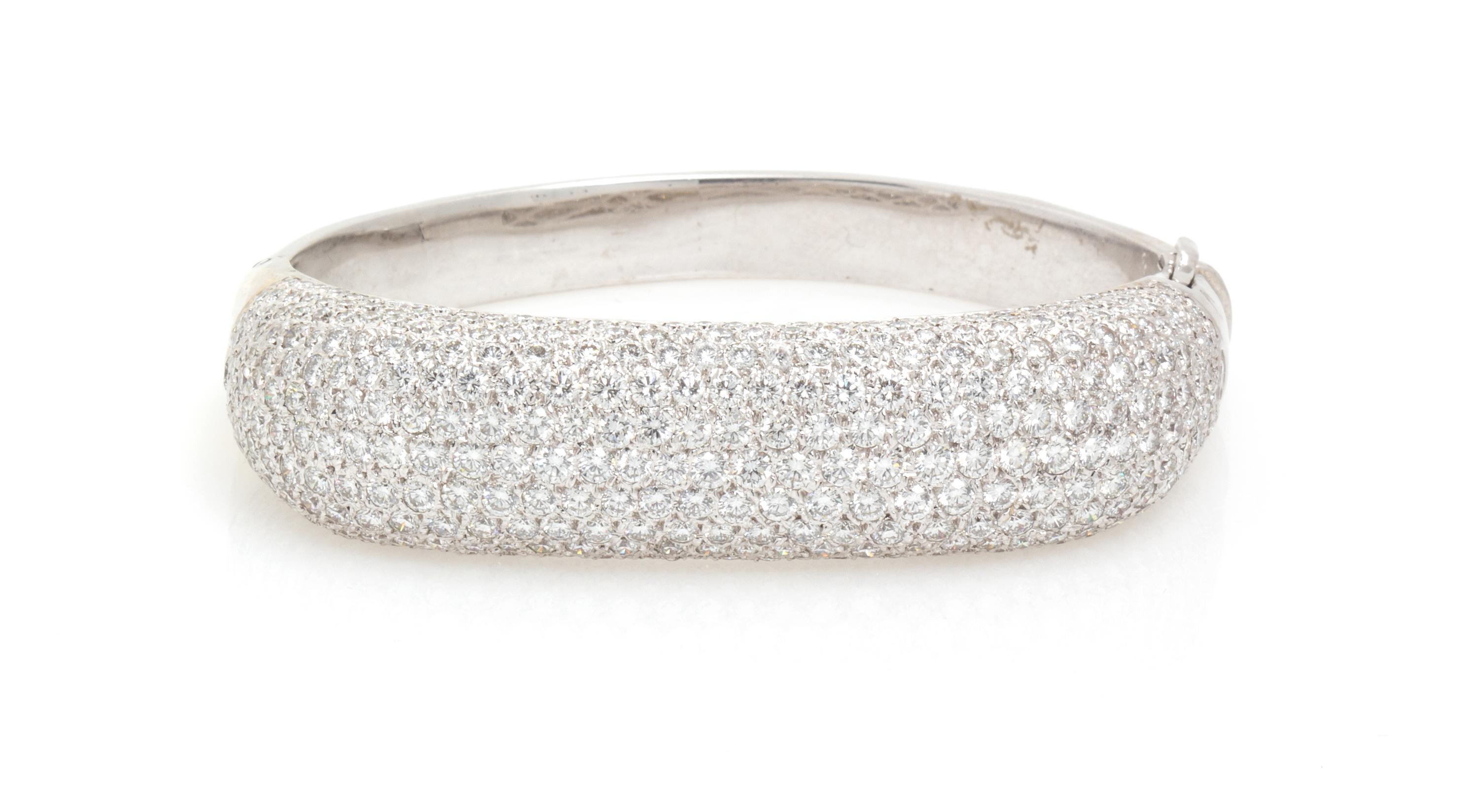 A White Gold and Diamond Bangle Bracelet, 33.10 dwts.