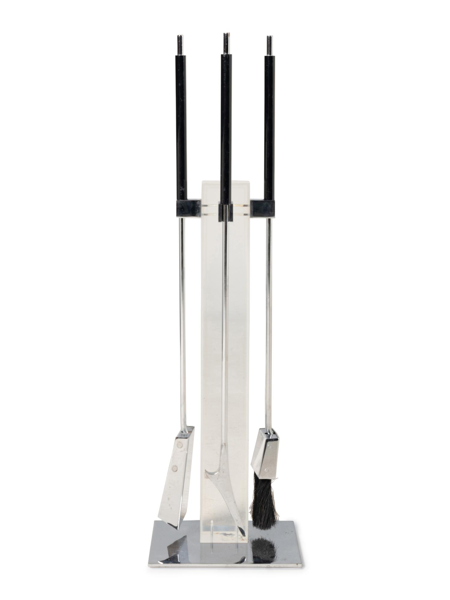 Alessandro Albrizzi Lucite and Chrome Fireplace Tools