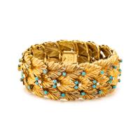 YELLOW GOLD, TURQUOISE AND DIAMOND BRACELET