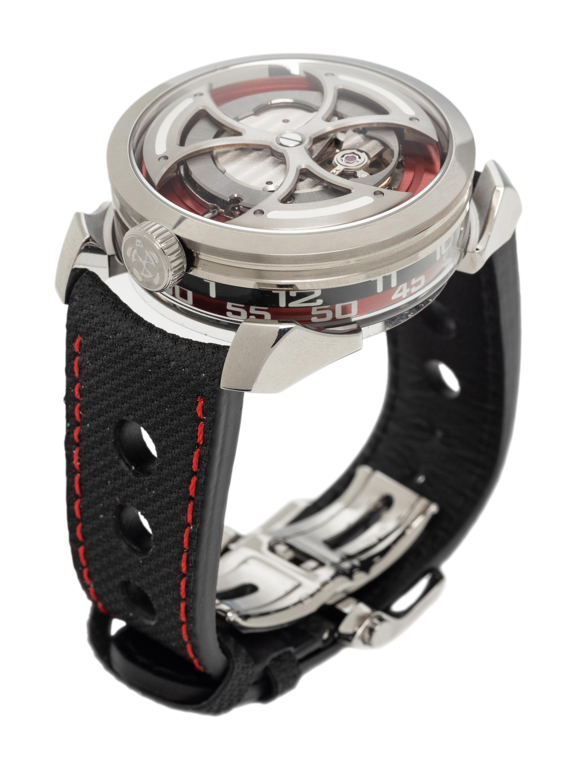 M.A.D. 1 RED BY MB & F, STAINLESS STEEL AUTOMATIC WATCH