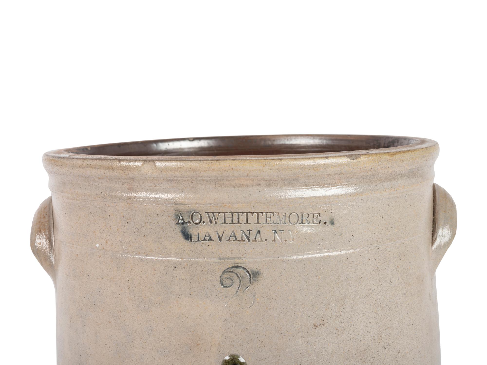 An A.O. Whittemore Cobalt Decorated Stoneware Two-Gallon Crock