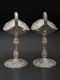 A Pair of American Repousse Silver Tazze